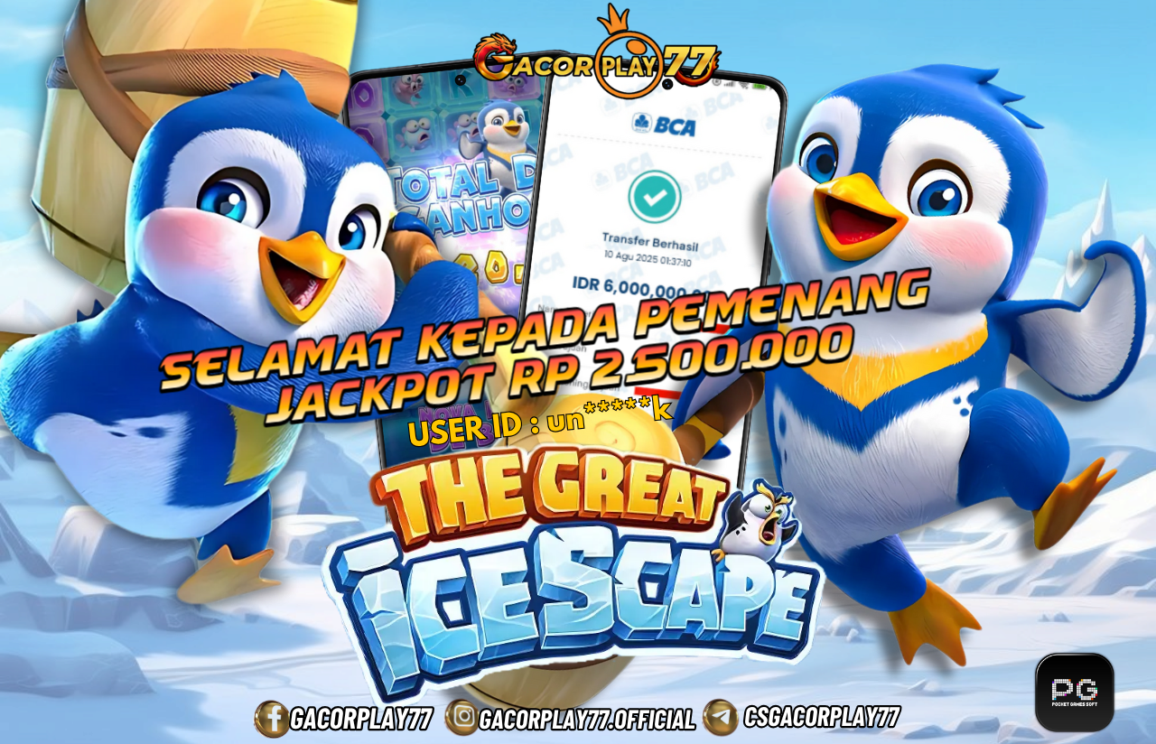 Selamat kepada user id : un*****k  Wede Rp 6.000.000 di Game THE GREAT ICESCAPE  Cair Gk Sampe 1 Menit! Menang Mudah di Gacorplay77